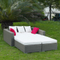 Cheap patio oval garden heart daybed sunbed sofa double deck bed rattan outdoor furniture