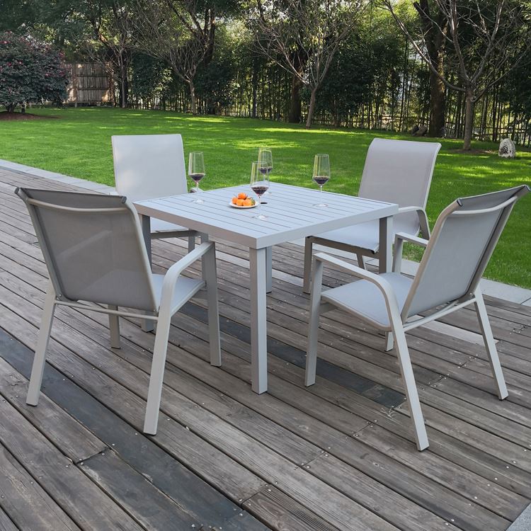 Stacking Chair Popular Dining Patio Table Aluminum Recycled Polywood Umbrella Garden Furniture Aluminium Chairs And Tables
