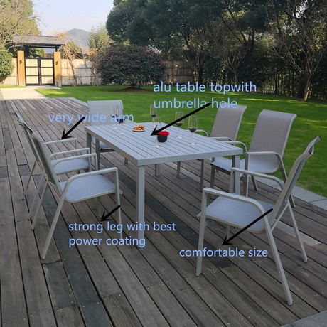 New product aluminum stacking chair popular dining table furniture patio table