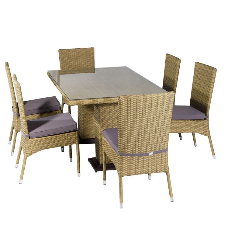 6 Seater Garden Classic Dining Set Synthetic Furniture Rattan Wicker Table