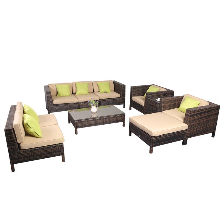 Outdoor set aluminum wicker firniture/patio kd garden sofa synthetic rattan furniture