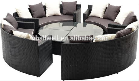 AWRF5505 Used Hotel Rattan Stylish Modern Furniture Round Sectional Sofa Set Stylish Modern Furniture