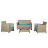 Buy Big Lots Curved Cloud Mountain Outdoor Furniture 4pc Garden Patio Brown Rattan 4 Piece Sofa Set with Cushions