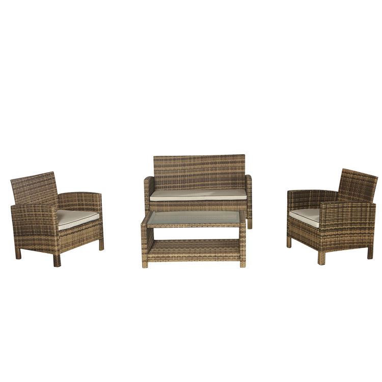 Leisure Outback Four Seat Pc Wicker Cube Rattan Garden Furniture 4 Piece Patio Sofa Set