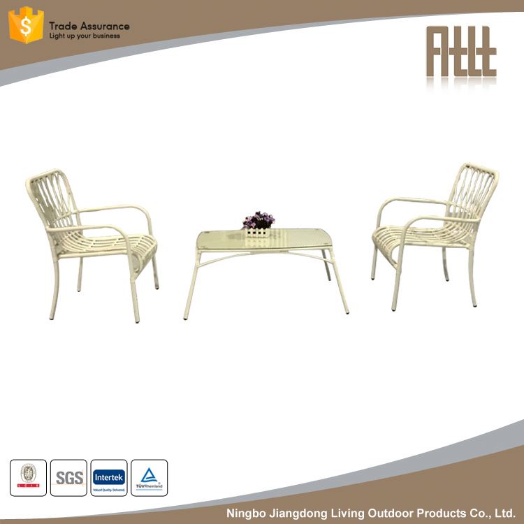 Leisure garden white wicker furniture table outdoor coffee set resin rattan chair