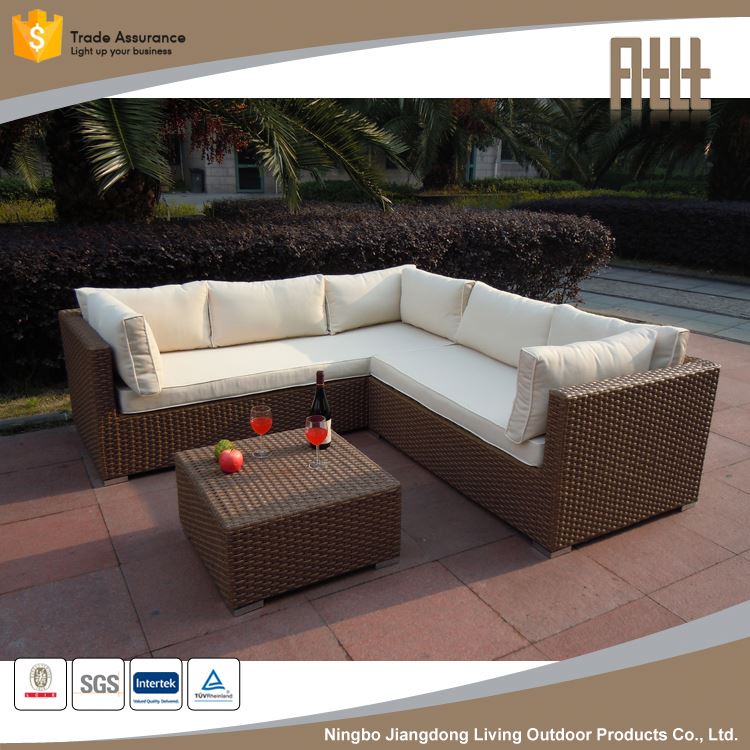 Balcony wicker patio furniture corner designs terrace rattan for garden 3 piece sofa set