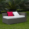 Cheap patio oval garden heart daybed sunbed sofa double deck bed rattan outdoor furniture