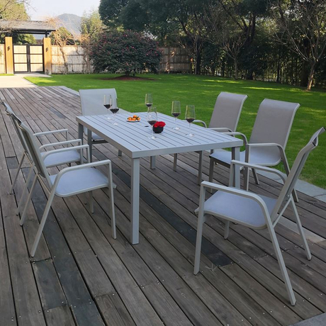 Aluminum Bistro Patio Furniture Outdoor Furniture/ Chairs Set 7 Pieces Aluminium Garden Dining Table And Chair