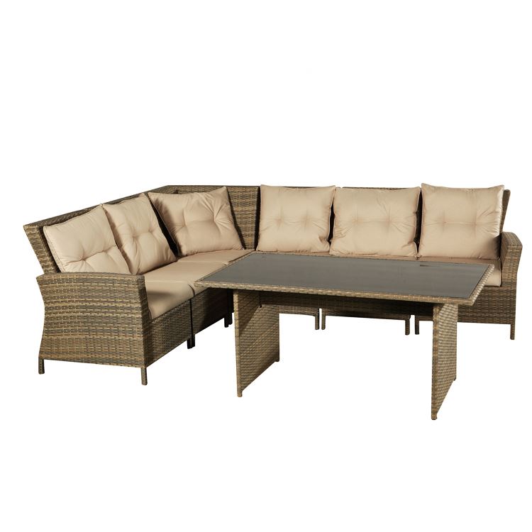 Rattan outdoor corner dining set patio furniture sets with sofa