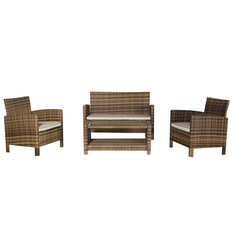Grey Corner 4 Piece Garden Outdoor Porch Furniture Set Clearance Rattan Wicker Patio