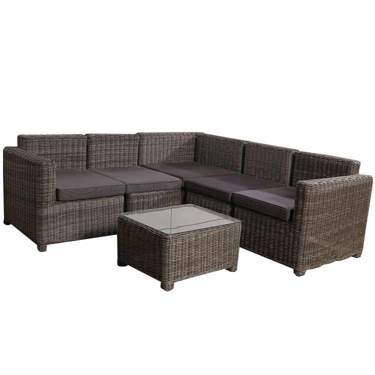 Outdoor L Shape Pieces Rattan Furniture Garden 5 Seater Sofa Set