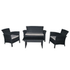 Costway 3 Ps Set Backyard 4 Piece Outdoor Gray Patio Sets Assembled Black Rattan Garden Furniture