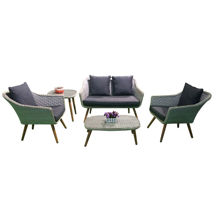 Patio for Sale Modular Black Corner Aluminium Frame Garden 4pc Outdoor Furniture 4 Pc Rattan Wicker Sofa Set
