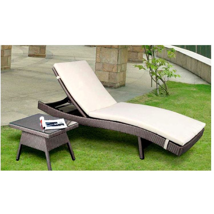 Set Lounge Bed Loungers Aluminum Outdoor Wicker Rattan Furniture Sun Lounger
