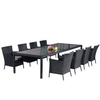 Discount 6 Seater Round Cheap Resin Black Wicker Outdoor Furniture Rattan Dining Set with Glass Top