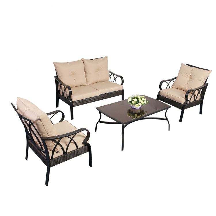 Hot sale garden wood plastic composite patio table brushed outdoor furniture chair aluminum